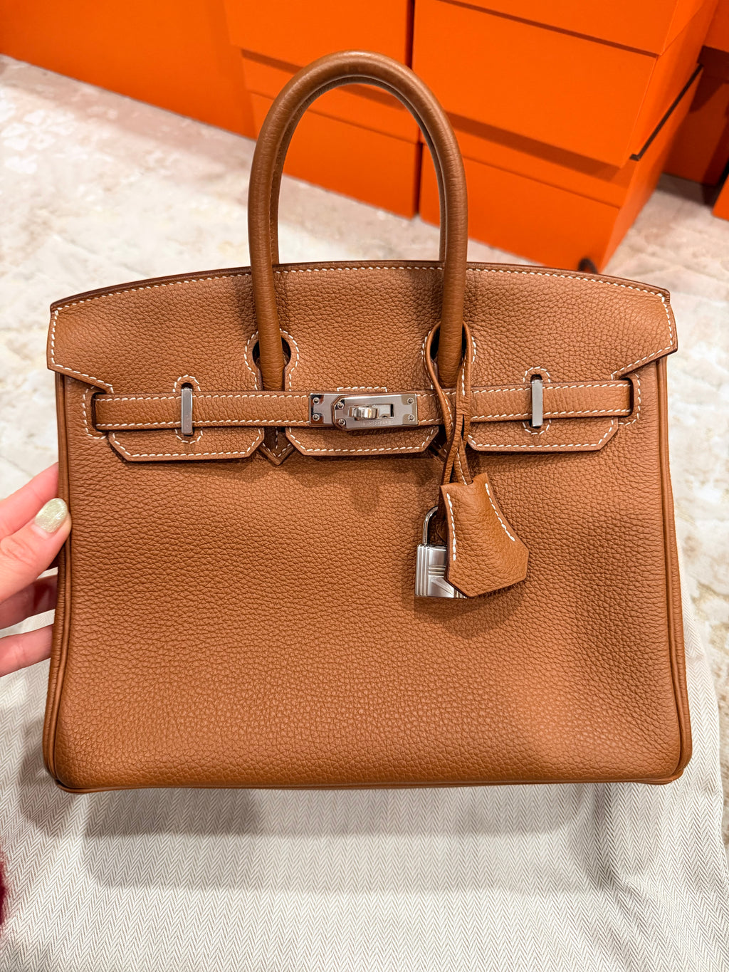 Birkin 25 Gold Togo With Palladium Hardware