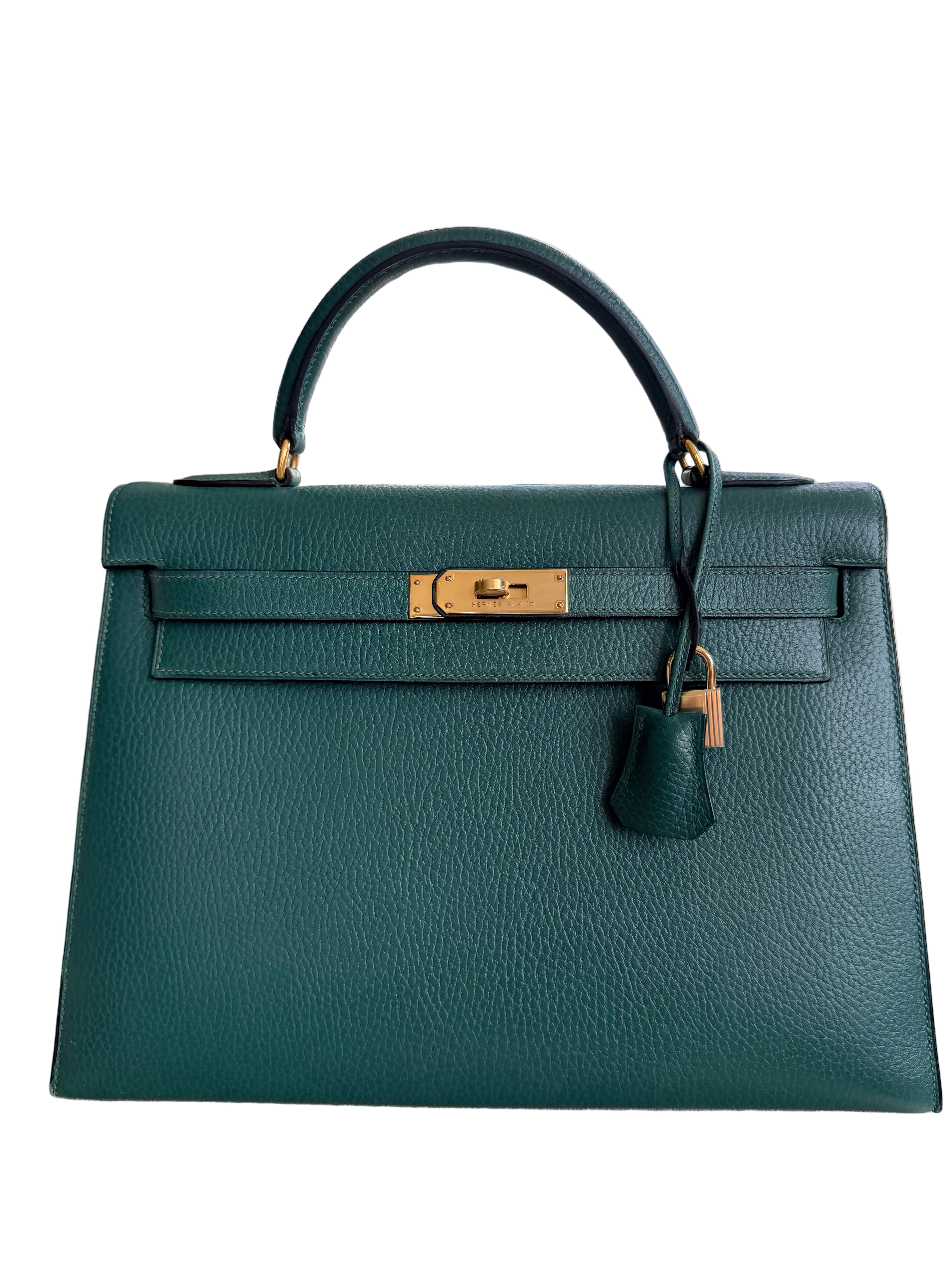 Kelly Sellier 32 6L Green Buffalo Ardennes Leather With Gold Hardware