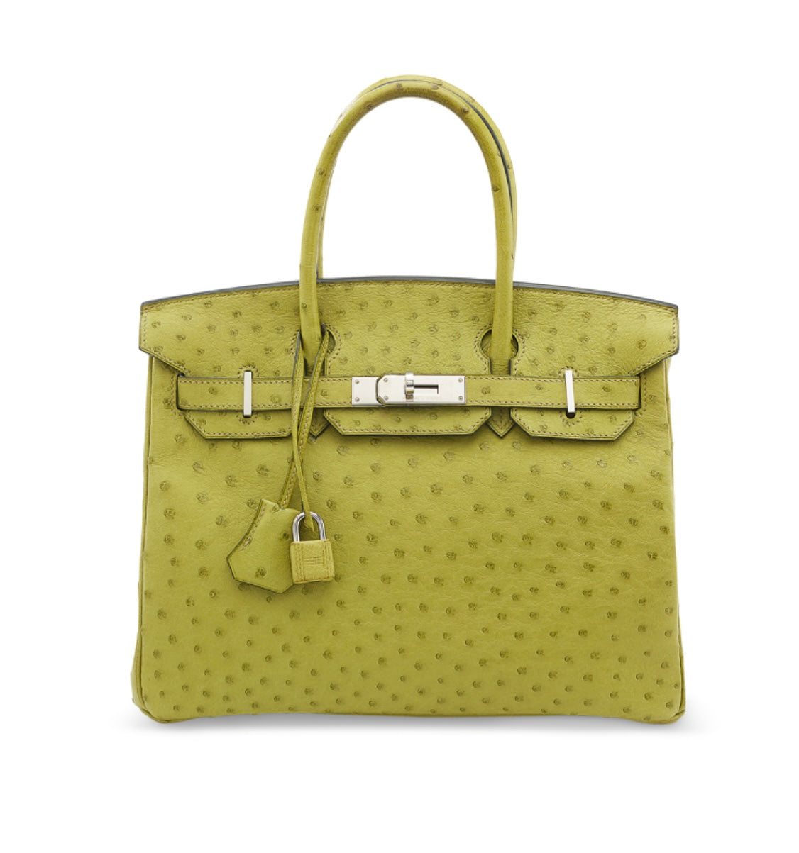 Birkin 30 Ostrich Vert Anis Palladium Hardware