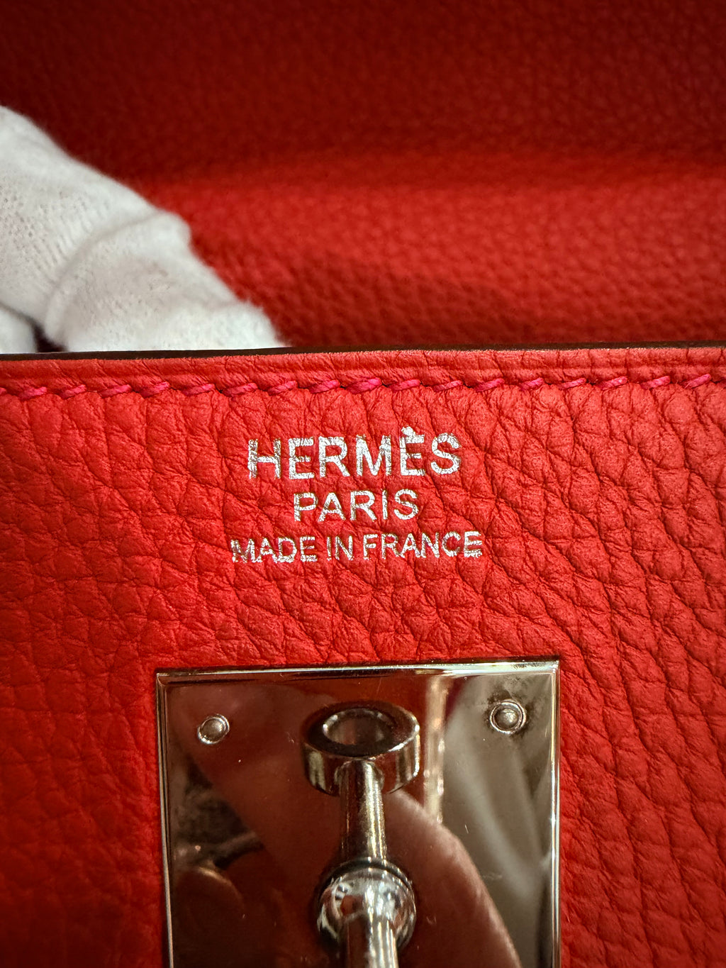 Hermes Kelly 32 Rouge Casaque Togo Palladium Hardware
