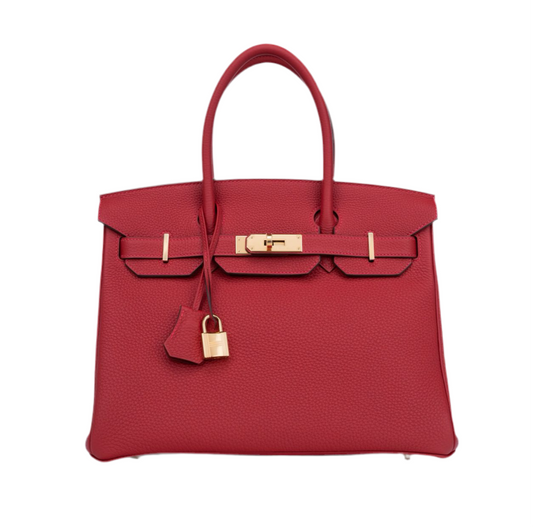HERMES- BIRKIN 30 ROUGE VIF TOGO GOLD HARDWARE
