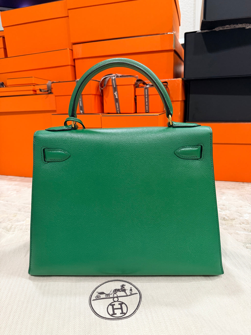Hermes Kelly 28 Bamboo Epsom With Gold Hardware