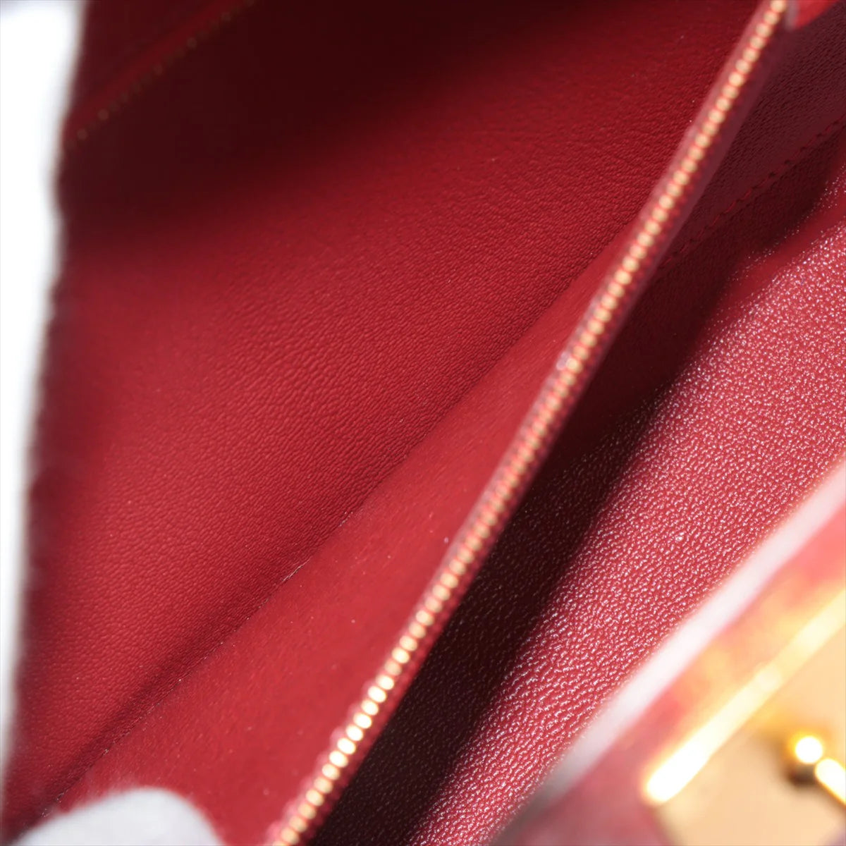 KELLY Sellier 28 Ostrich Rouge Vif Gold Hardware