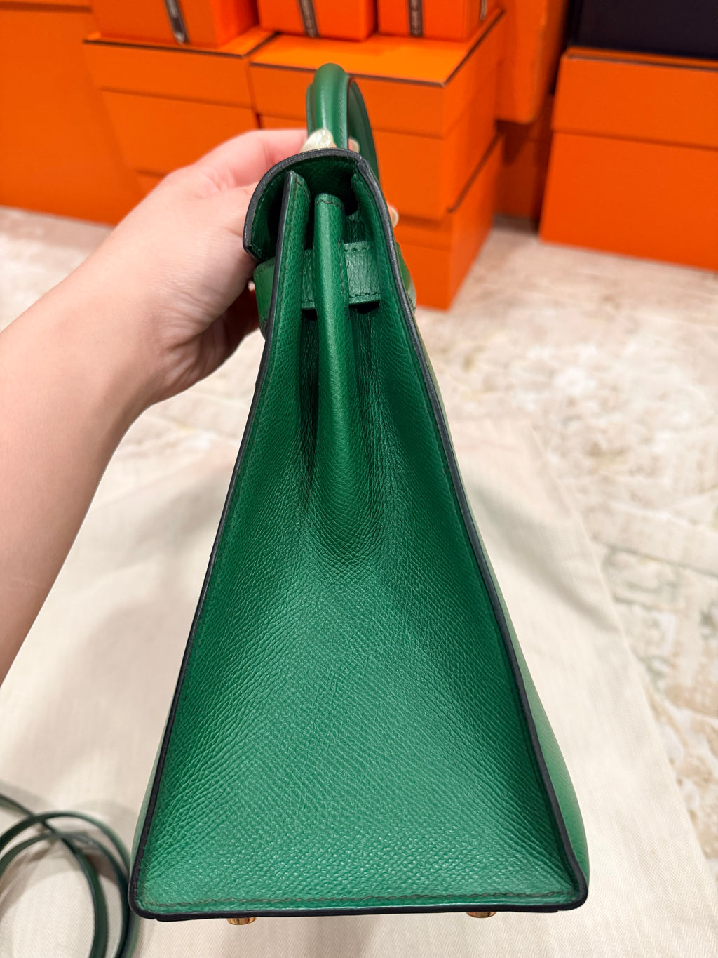 Hermes Kelly 28 Bamboo Epsom With Gold Hardware