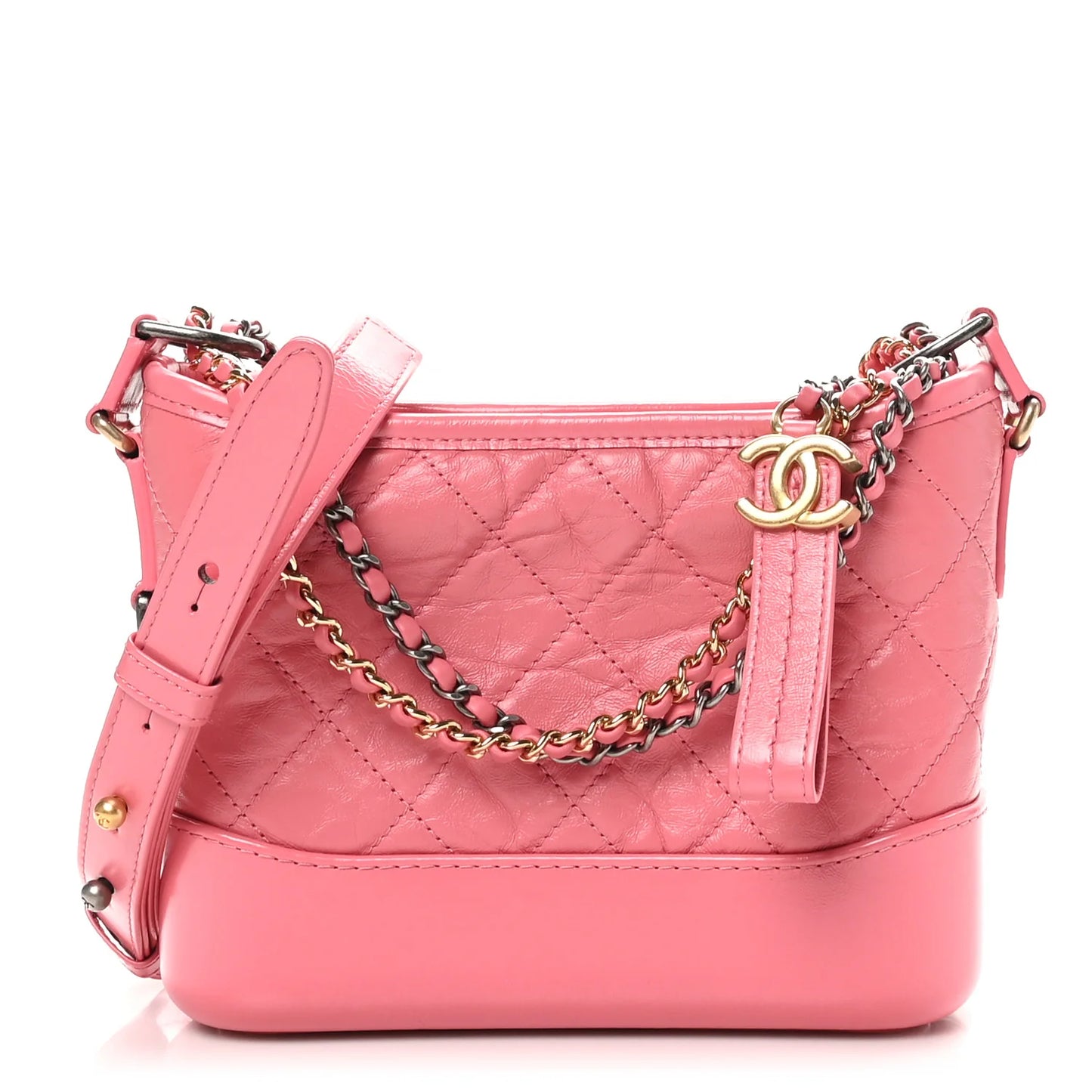 CHANEL AGED CALFSKIN QUILTED SMALL GABRIELLE HOBO ROSE