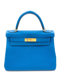 Hermes Kelly 25 Blue Zanbiar Togo Gold Hardware