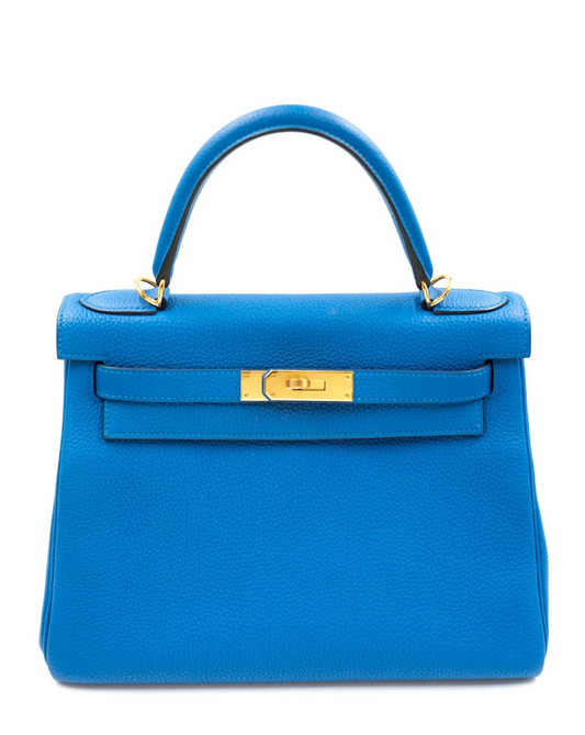 HERMES - KELLY 25 BLUE ZANBIAR TOGO GOLD HARDWARE