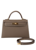 Hermes Kelly Mini 20 Etoupe Epsom Gold Hardware