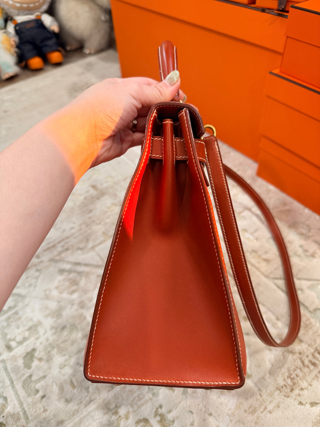 Hermes Kelly Sellier 28 Brick Box Calfskin With Gold Hardware