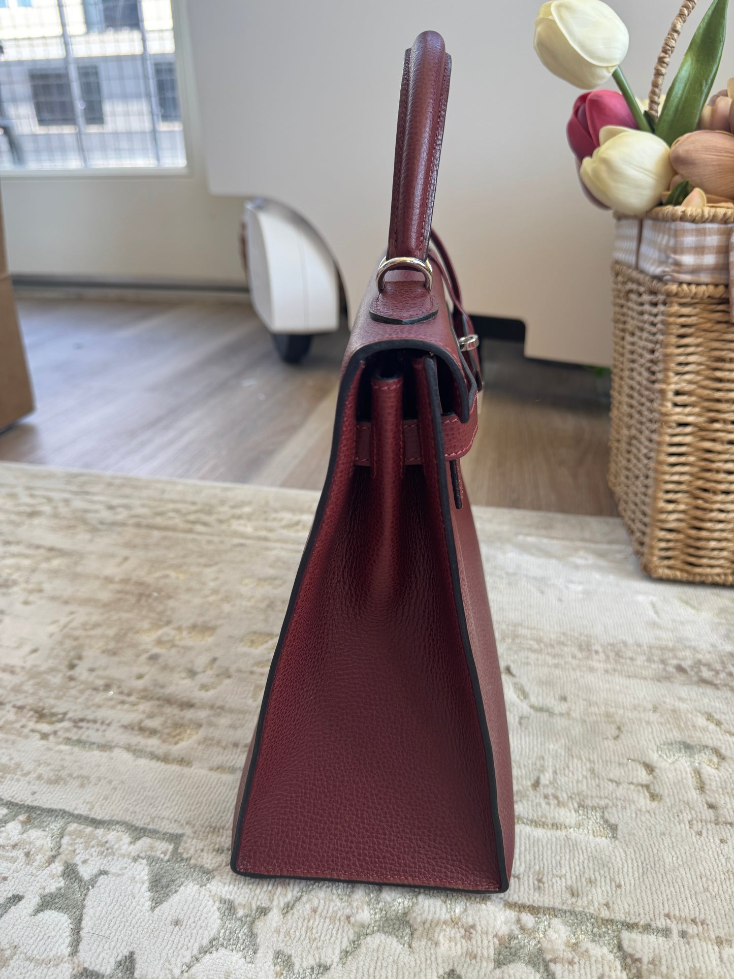 Hermes Kelly Sellier 32 Rouge H Palladium Hardware