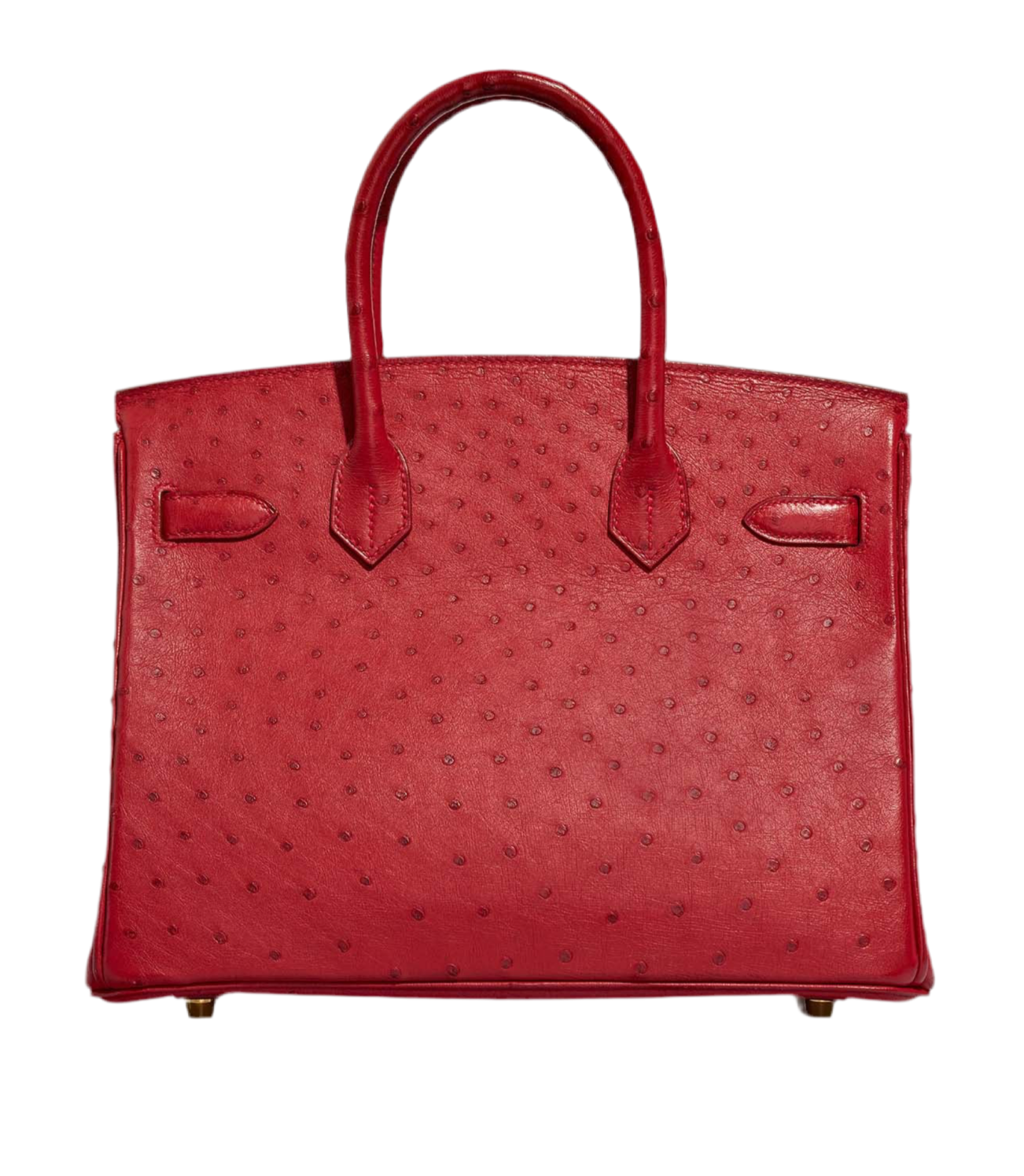 HERMES- BIRKIN 30 OSTRICH ROUGE VIF GOLD HARDWARE