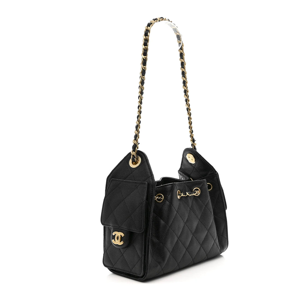 CHANEL
Caviar Quilted Mini Chanel 25 Handbag Black