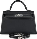 Hermes Kelly HSS Mini 20 Sellier Black Epsom White Stitching Palladium Hardware