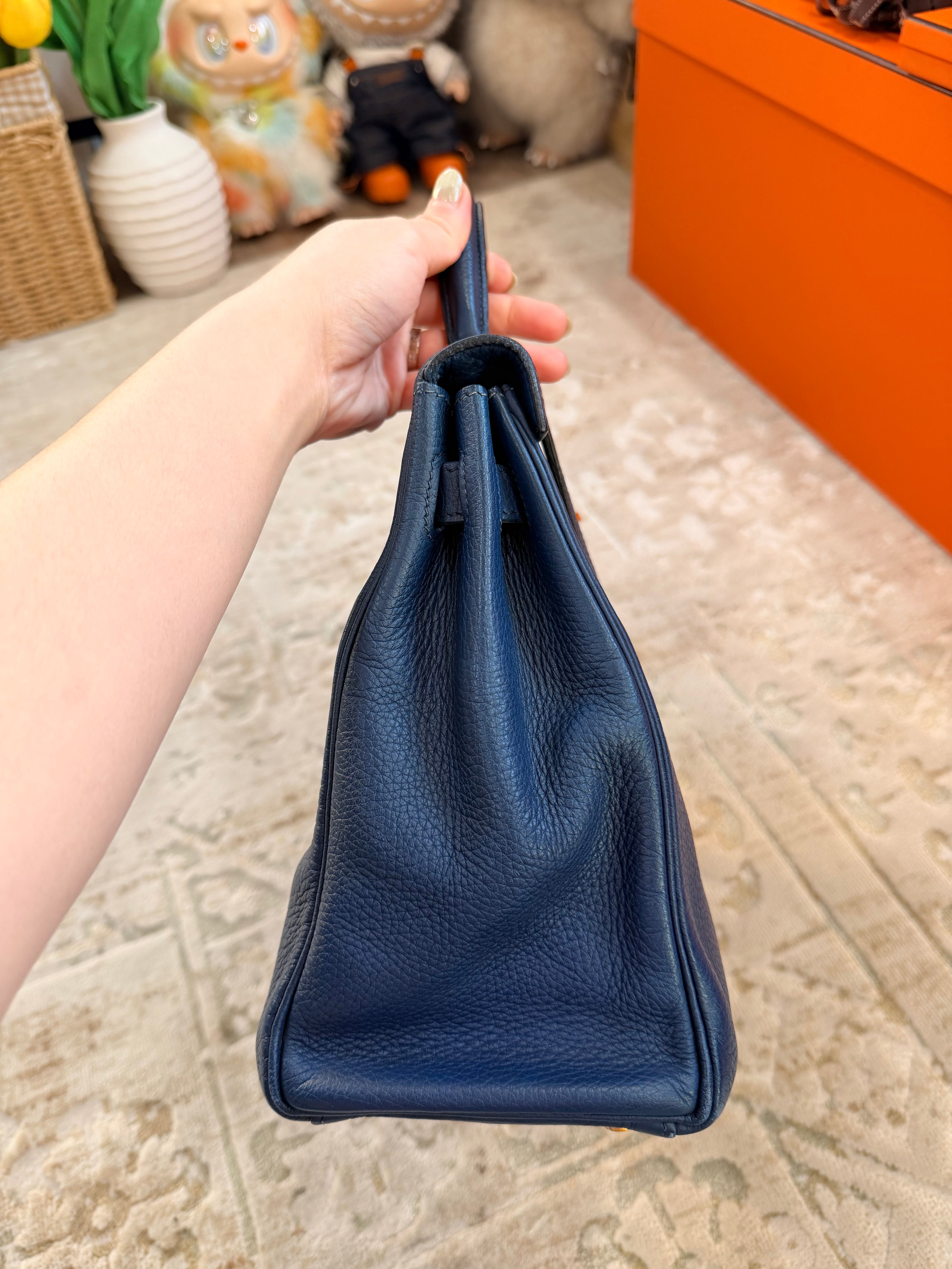 Hermes Kelly Retourne 32 Blue Midnight ( Deep Blue ) Togo With Gold Hardware