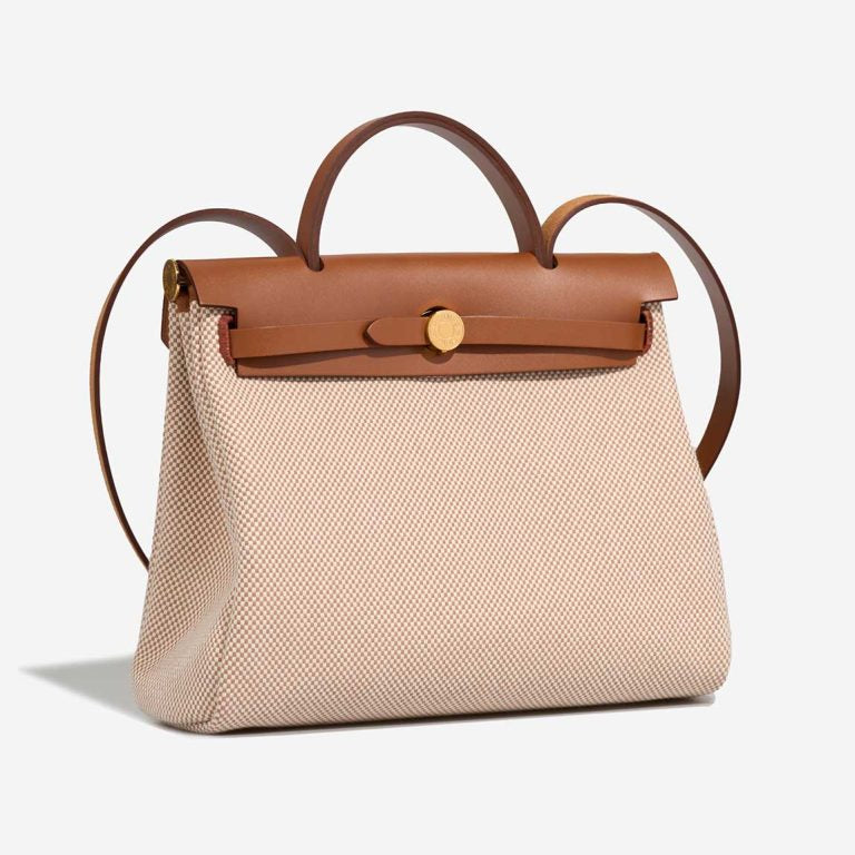 Hermes Herbag 31  Vache Hunter / Toile Écru / Beige / Fauve