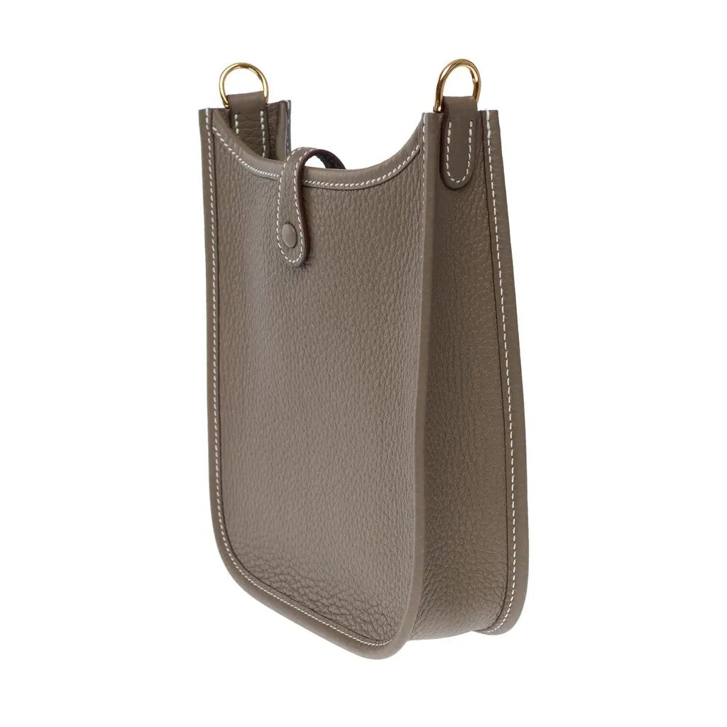 HERMES -Etoupe Clemence Mini Evelyne II TPM 16 Gold Hardware