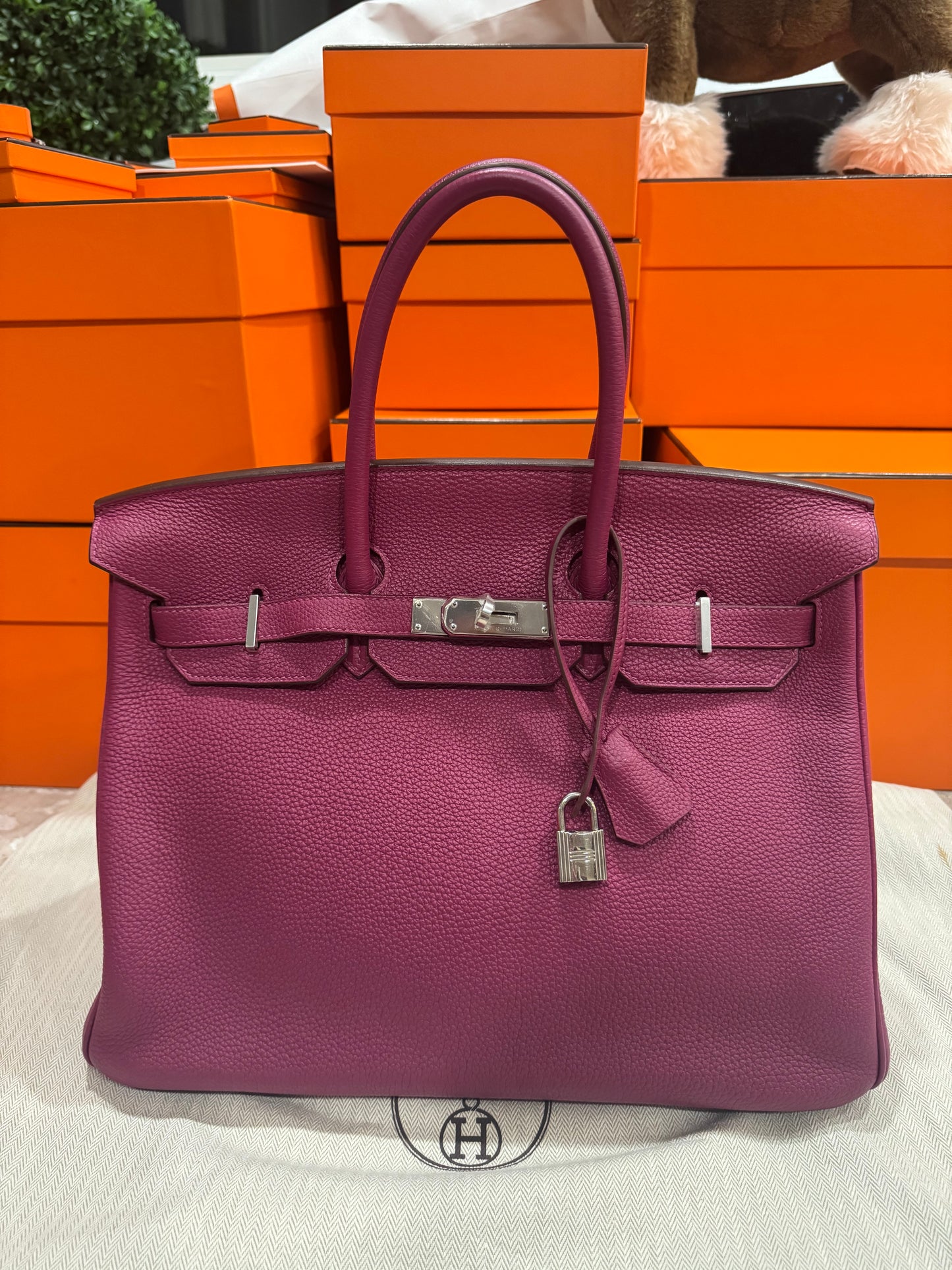 Hermes - Birkin 35 Rose Pourpre L3  Togo Palladium Hardware