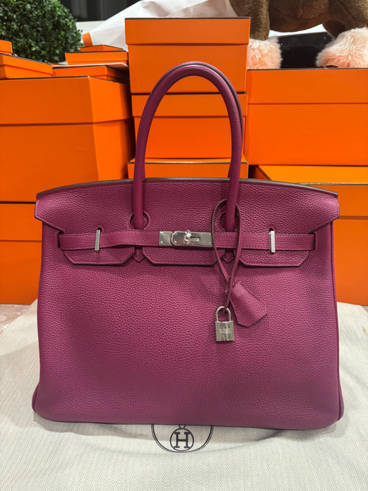 Hermes - Birkin 35 Rose Pourpre L3  Togo Palladium Hardware