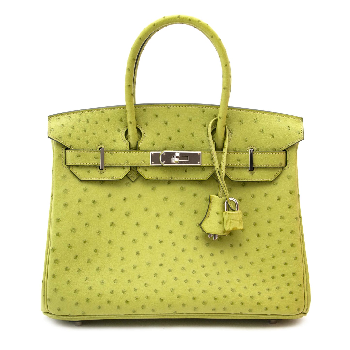 HERMES - BIRKIN 30 OSTRICH VERT ANIS PALLADIUM HARDWARE