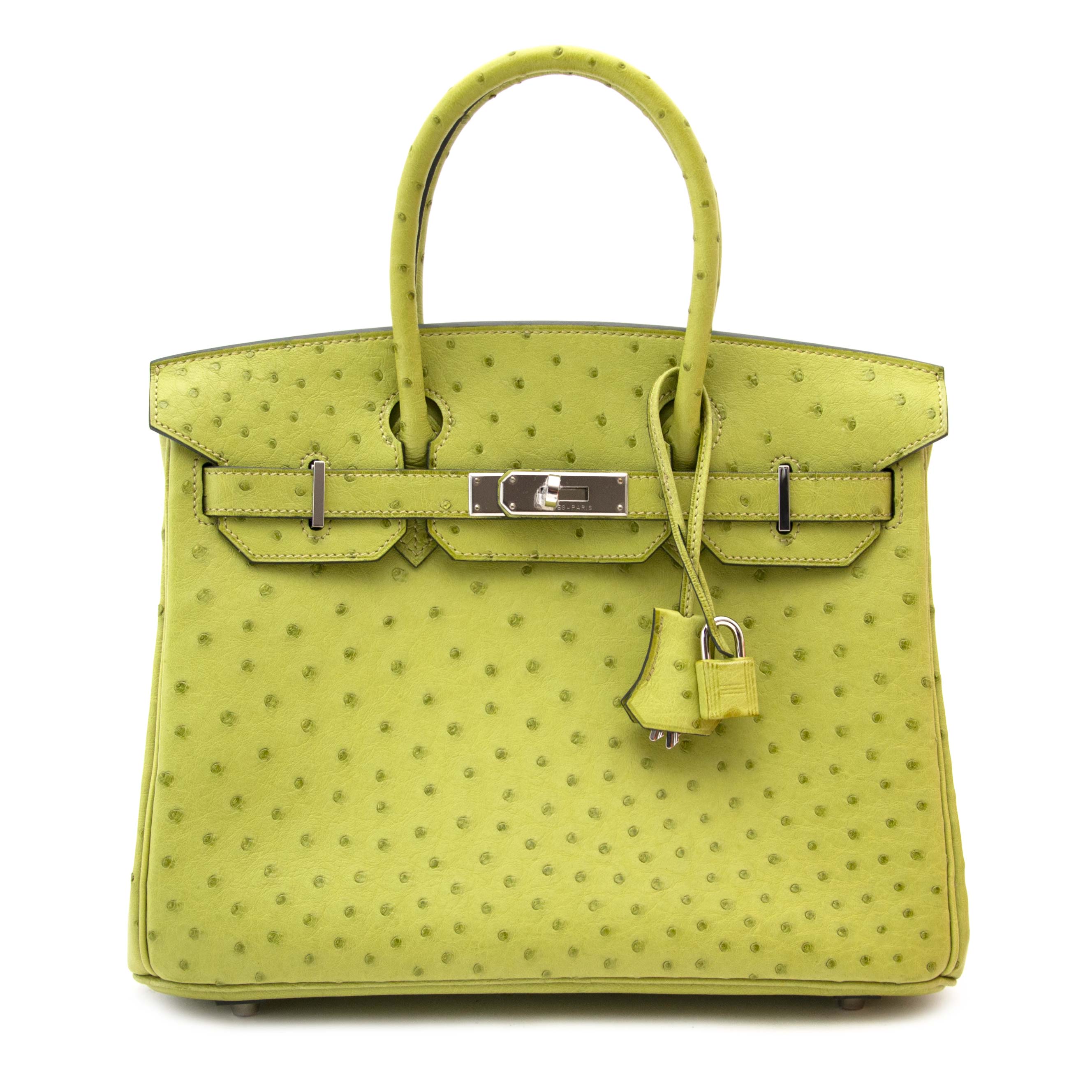 Hermes Birkin 30 Ostrich Vert Anis y Hardware