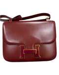 Constance  23 Handbag In Burgundy Box Leather Limited Hardware
