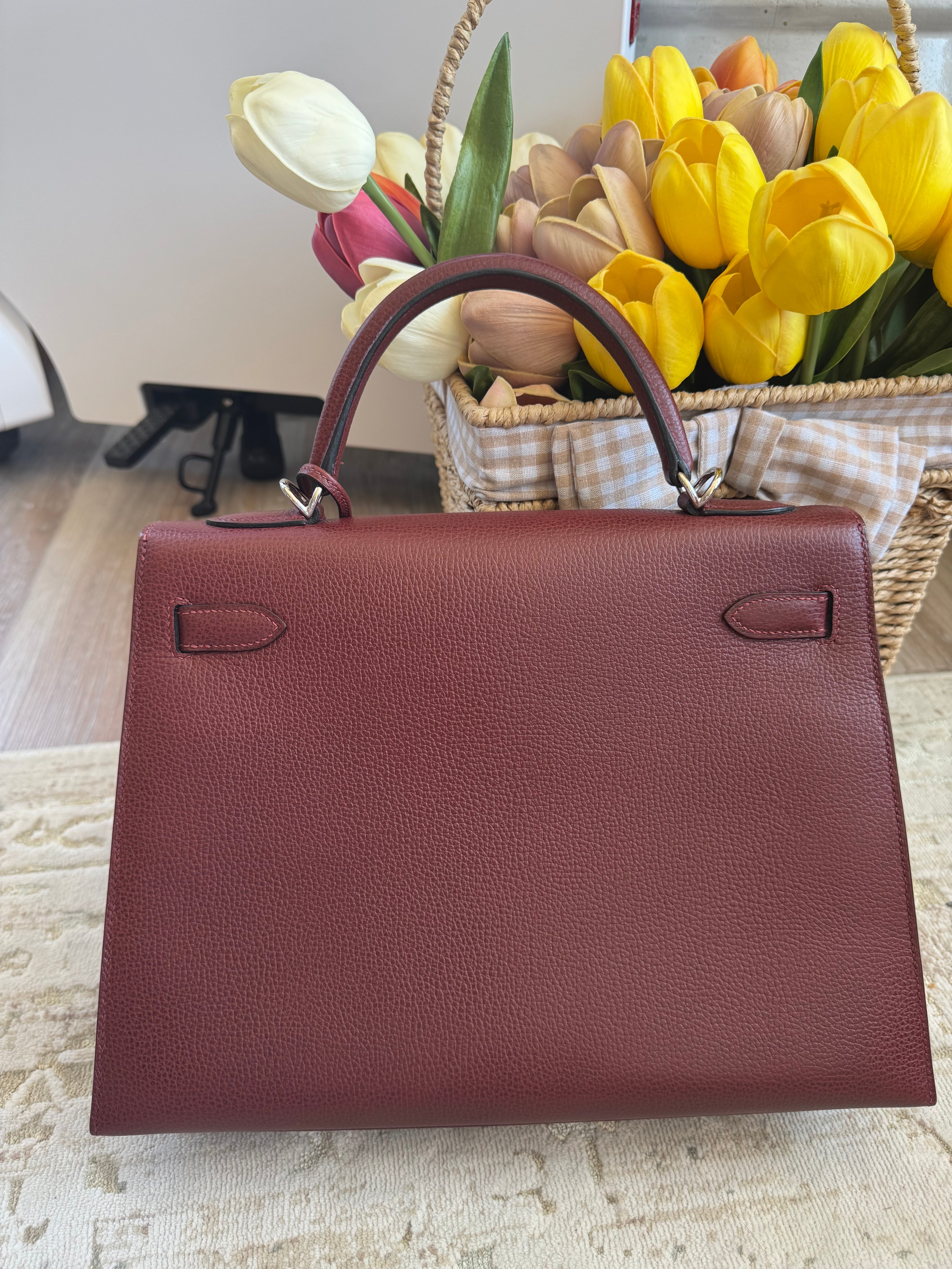 Hermes Kelly Sellier 32 Rouge H Palladium Hardware