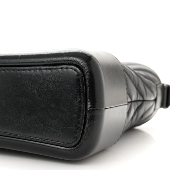 Chanel Aged Calfskin Chevron Quilted Medium Gabrielle Hobo So Black