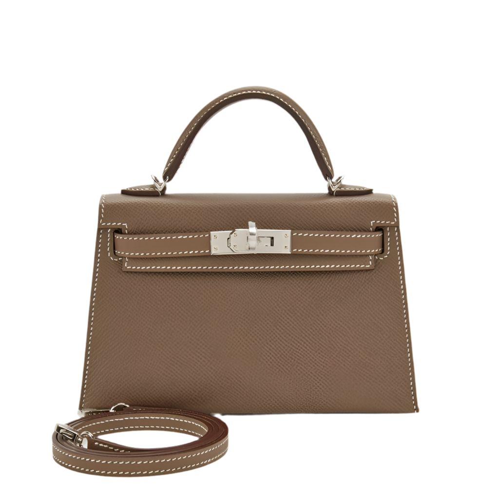 HERMES - KELLY MINI 20 ETOUPE EPSOM PALLADIUM HARDWARE