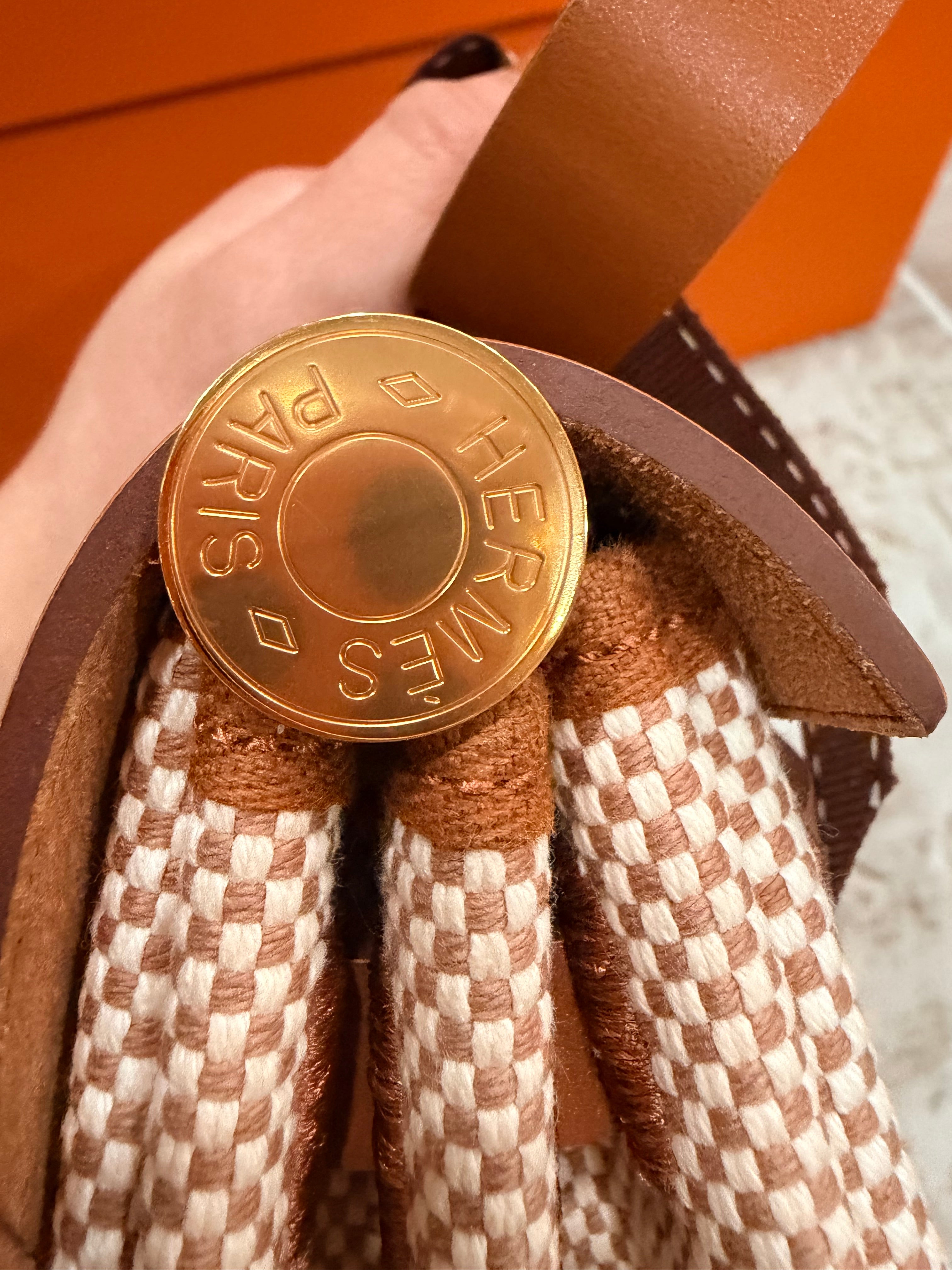 Hermes Herbag 31  Vache Hunter / Toile Écru / Beige / Fauve