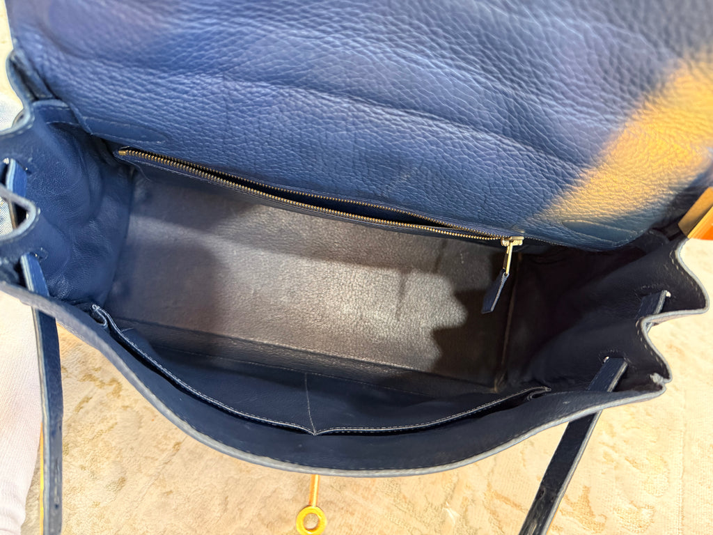 Hermes Kelly Retourne 32 Blue Midnight ( Deep Blue ) Togo With Gold Hardware