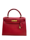 Hermes Kelly 28 Rouge Vif Box Leather Gold Hardware