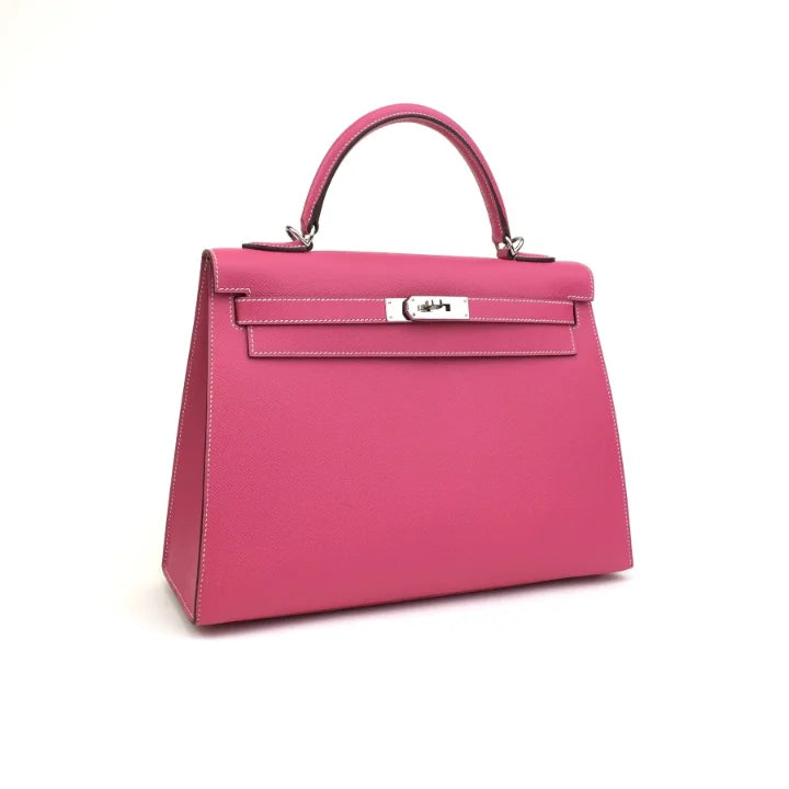 Kelly Sellier 32 Rose Tyrien Epsom Palladium Hardware