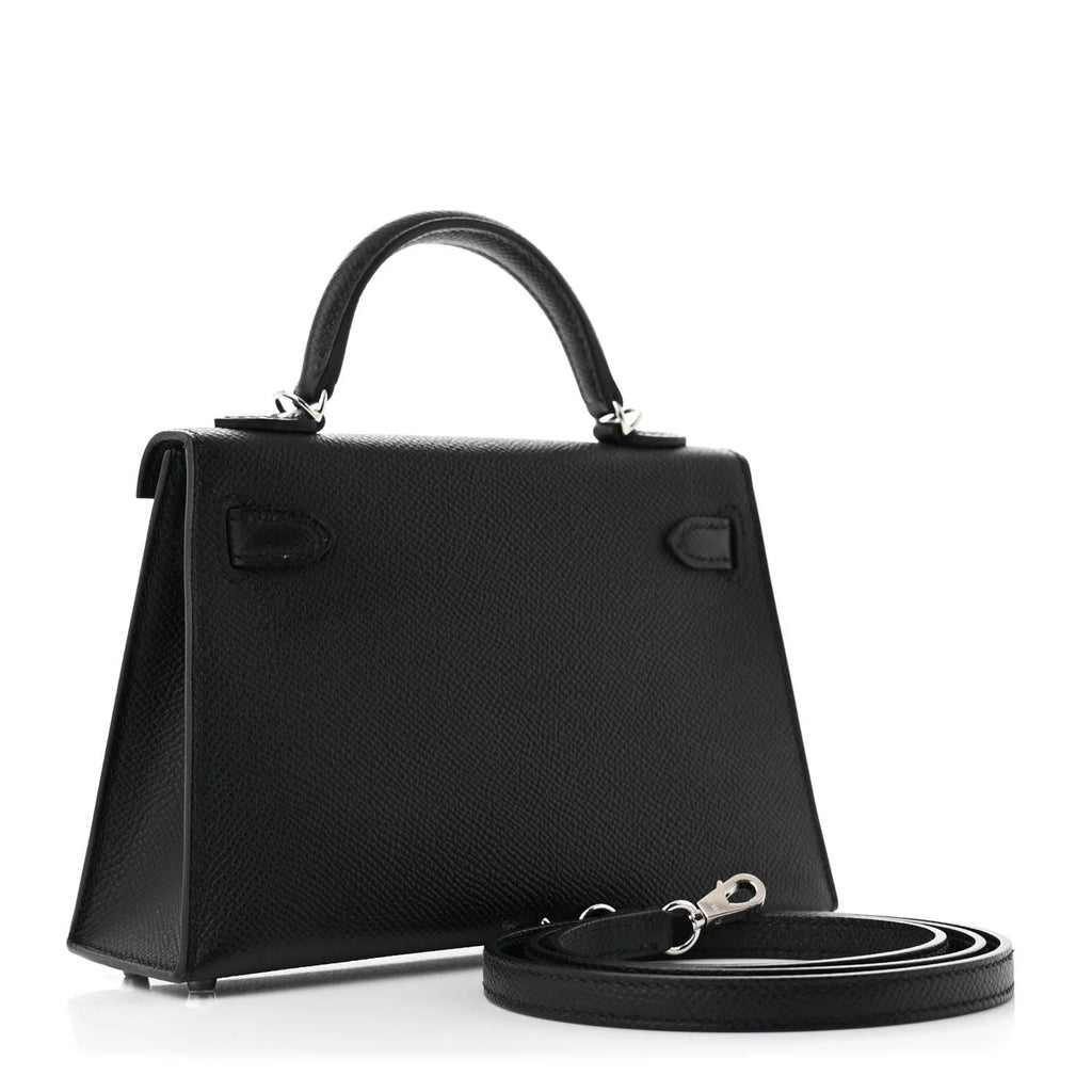 Kelly Mini Sellier 20 Noir Epsom Palladium Hardware