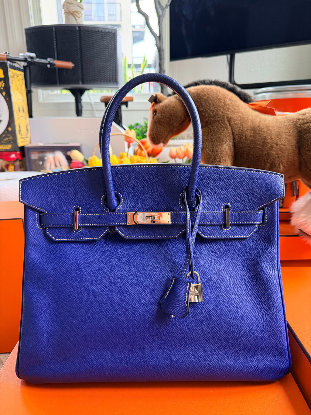 Hermes Birkin 35 Blue Electric EPSOM Palladium Hardware