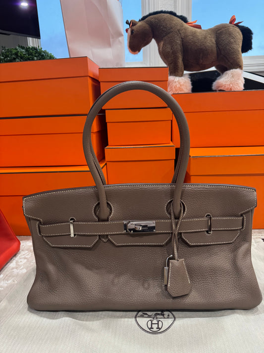 Hermes Birkin Shoulder 42 Etoupe Palladium Hardware