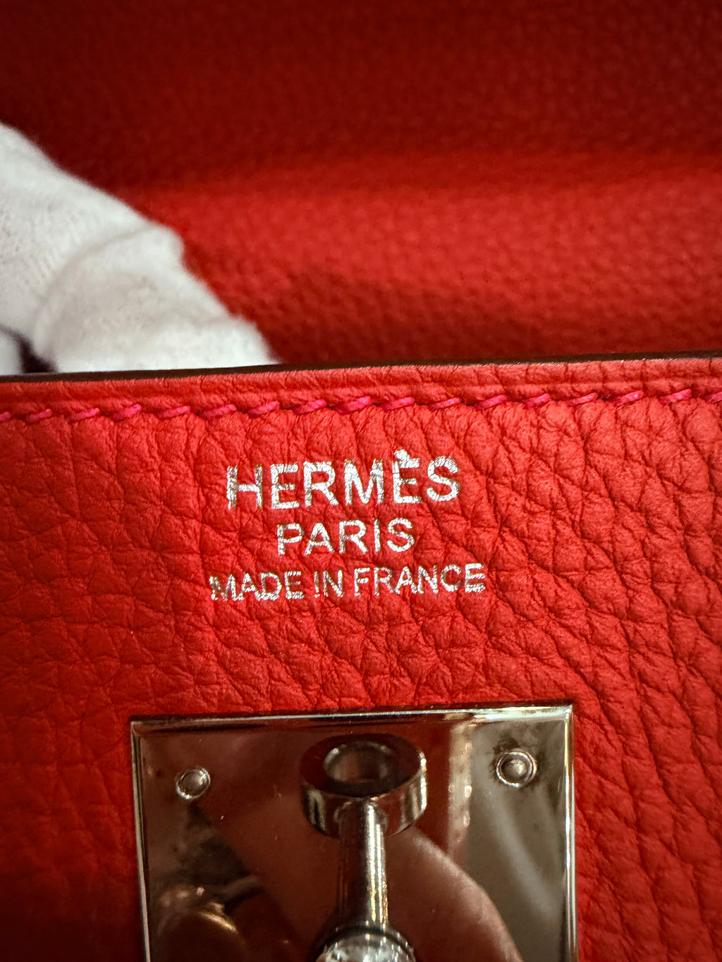 Hermes Kelly 32 Rouge Casaque Togo Palladium Hardware