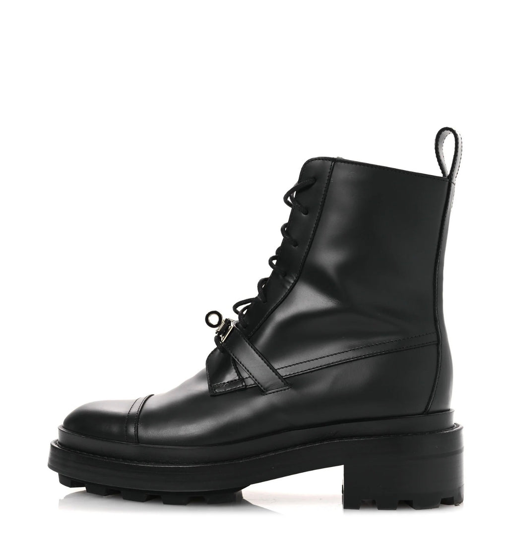 Hermes Glossed Calfskin Funk Ankle Boots 36 Black Shw
