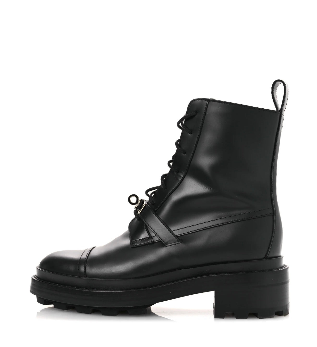 Hermes Glossed Calfskin Funk Ankle Boots 36 Black Shw