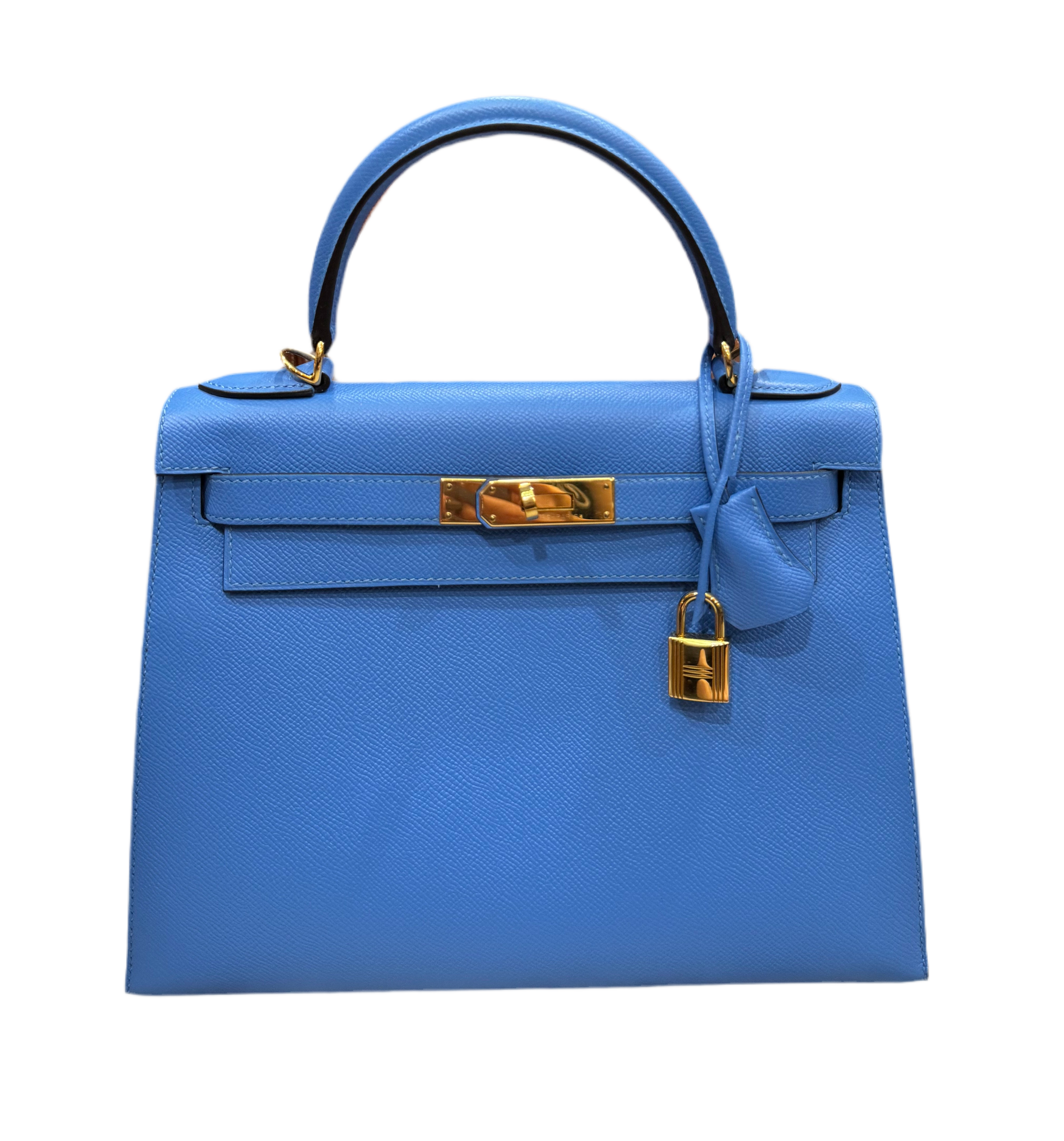 Hermes Kelly Sellier 28 Blue Paradise Epsom Gold Hardware