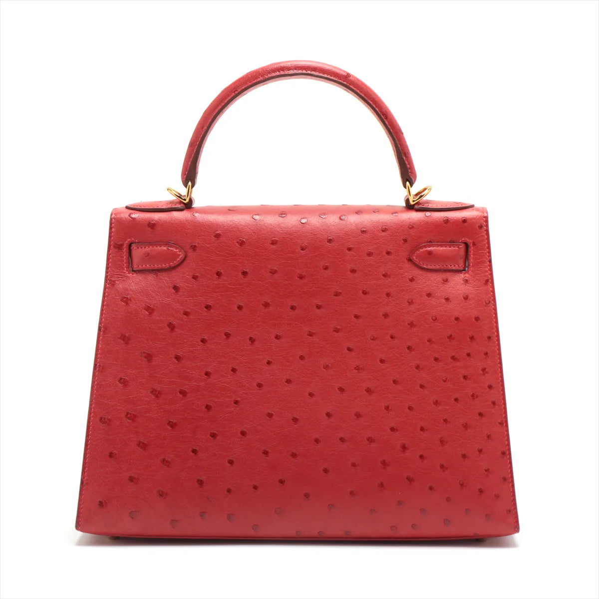 KELLY Sellier 28 Ostrich Rouge Vif Gold Hardware