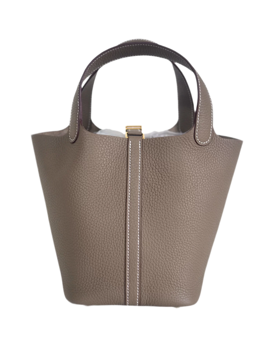Taurillon Clemence Picotin Lock 18 Etoupe Gold Hardware