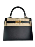 Kelly Sellier 25 Black Togo Epsom Gold Hardware