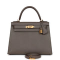 Hermes Kelly Sellier 28 Gris Etain Epsom Gold Hardware