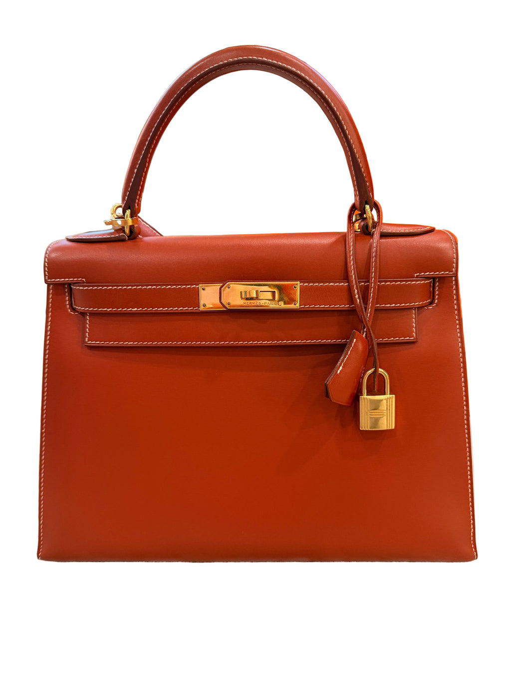 Hermes Kelly Sellier 28 Brick Box Calfskin With Gold Hardware
