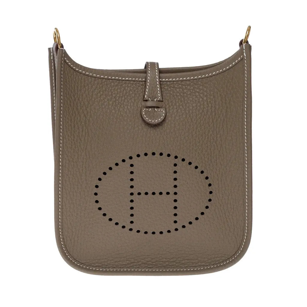 HERMES -Etoupe Clemence Mini Evelyne II TPM 16 Gold Hardware