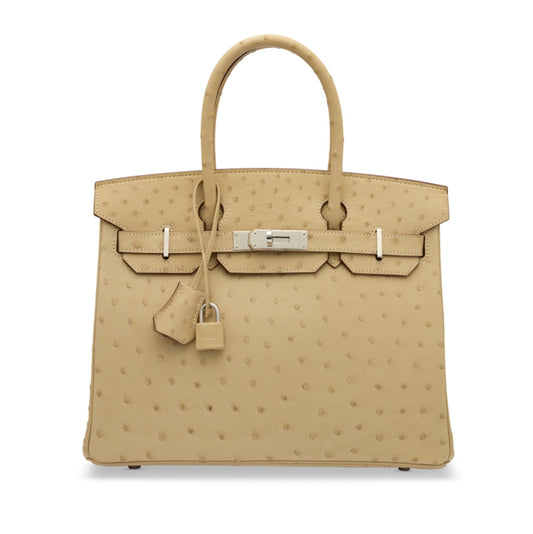 BIRKIN 30 OSTRICH PERCHAMIN PALLADIUM HARDWARE