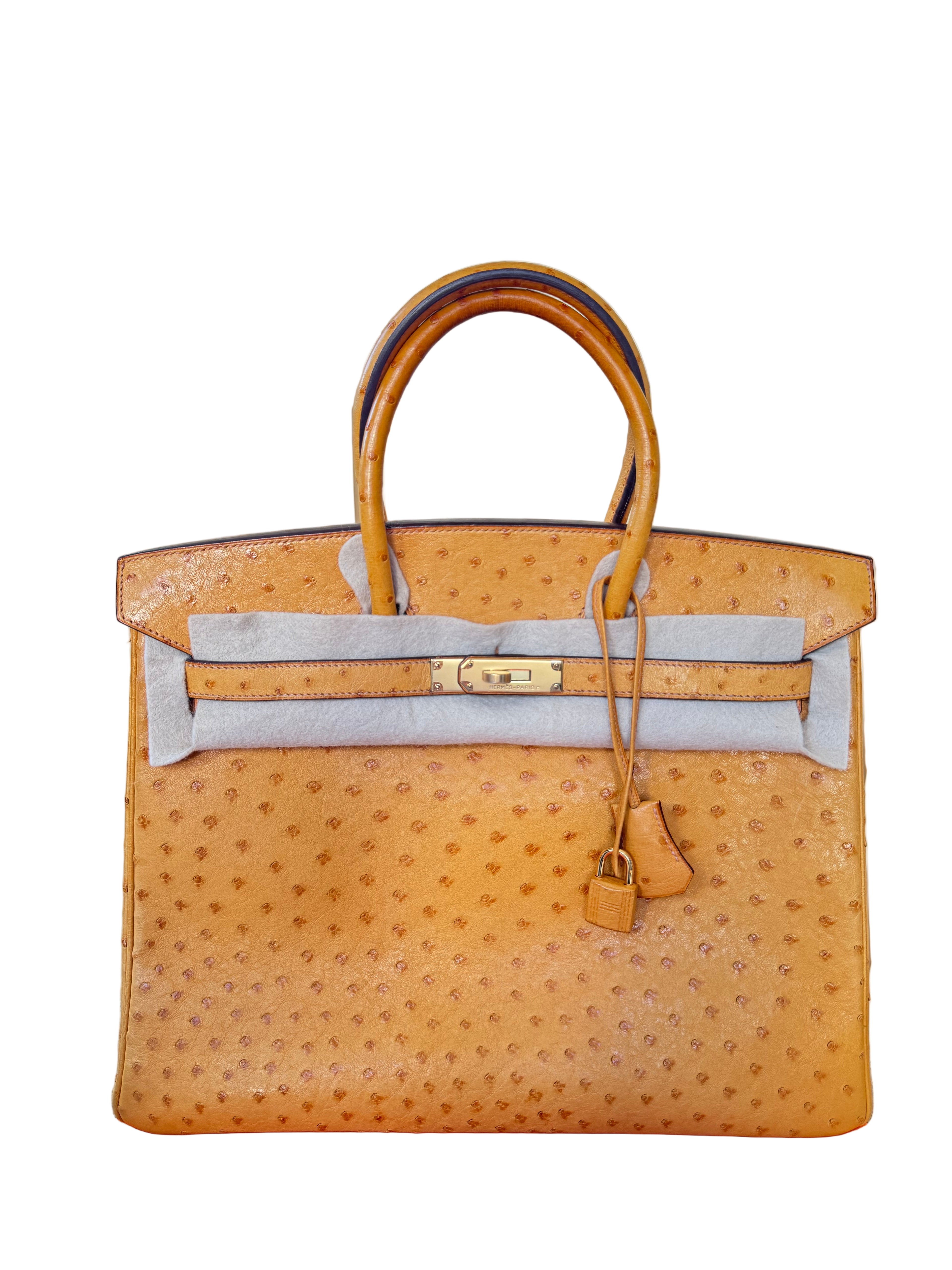 Hermes Birkin 35 Ostrich Gold With Gold Hardware
