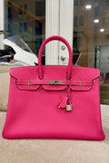 Birkin 35 Rose Tyrien Epsom Palladium Hardware