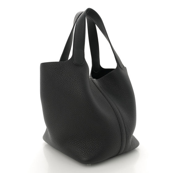Hermes Picotin 22 Taurillon  Clemence Noir With Palladium Hardware