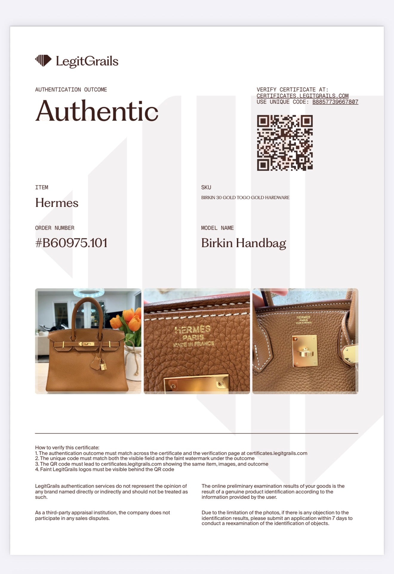 Birkin 30 Gold Togo Gold Hardware